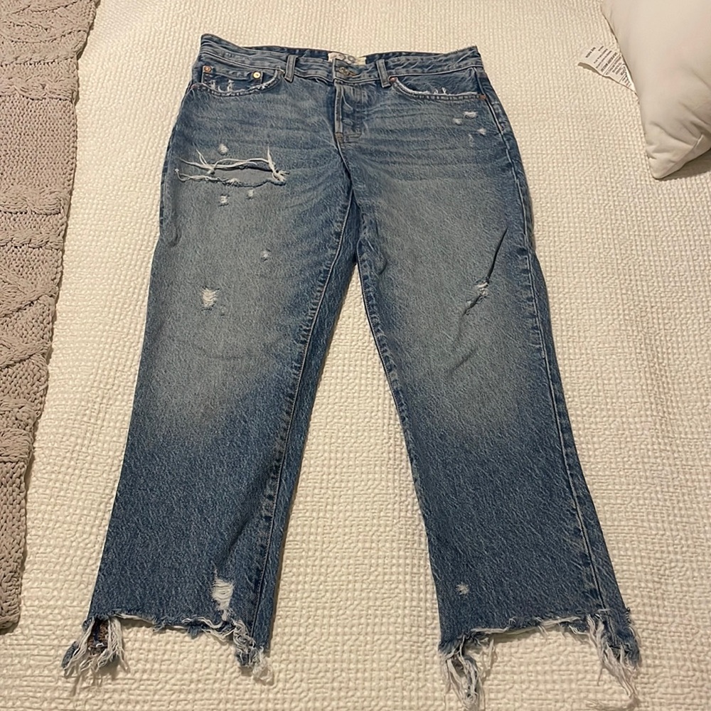 Free people we the free distressed baggy jean raw hem size 29